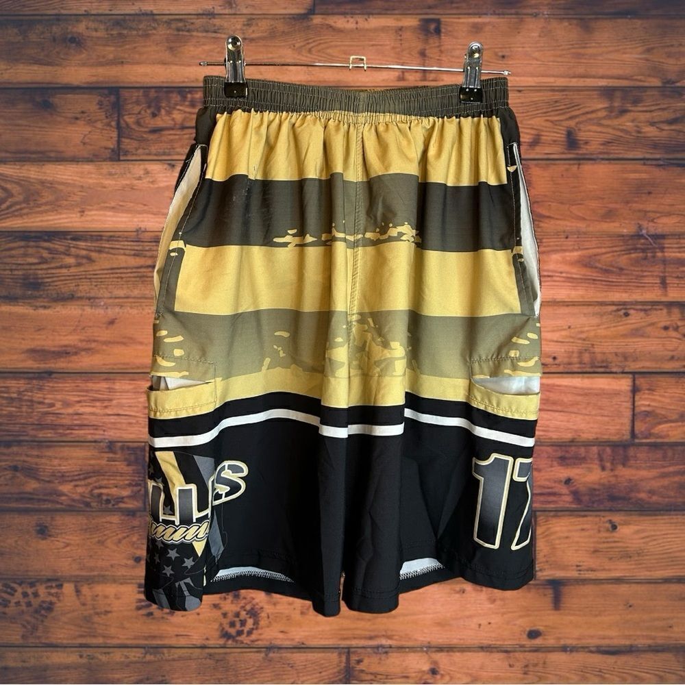 5 for $25🔥Berserk Yellow & Black Striped Swim Trunk Shorts Medium